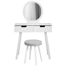 Load image into Gallery viewer, Dresser Table Mirror With Chair Set Vanity Table Makeup Stool Wooden 2 Drawers Modern Tocador Mesa Assembly Bedroom Europe HWC