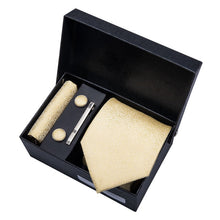 Load image into Gallery viewer, Gold Men Tie Paisley Silk Tie Pocket Square Gift Box Set Barry.Wang Luxury Designer Neck Tie For Men Male Gravat BB-5150
