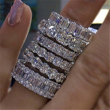 Load image into Gallery viewer, Handmade Eternity Promise ring 925 Sterling silver AAAA cz Engagement Wedding Band Rings for women Men Finger Party Jewelry