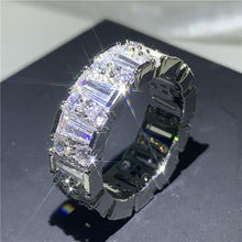 Load image into Gallery viewer, Handmade Eternity Promise ring 925 Sterling silver AAAA cz Engagement Wedding Band Rings for women Men Finger Party Jewelry