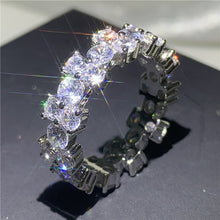 Load image into Gallery viewer, Handmade Eternity Promise ring 925 Sterling silver AAAA cz Engagement Wedding Band Rings for women Men Finger Party Jewelry