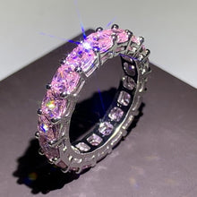 Load image into Gallery viewer, Handmade Eternity Promise ring 925 Sterling silver AAAA cz Engagement Wedding Band Rings for women Men Finger Party Jewelry
