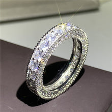 Load image into Gallery viewer, Handmade Eternity Promise ring 925 Sterling silver AAAA cz Engagement Wedding Band Rings for women Men Finger Party Jewelry
