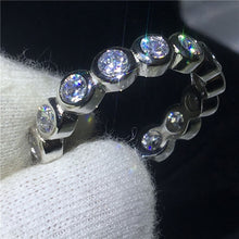 Load image into Gallery viewer, Handmade Eternity Promise ring 925 Sterling silver AAAA cz Engagement Wedding Band Rings for women Men Finger Party Jewelry