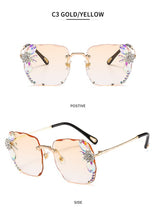 Load image into Gallery viewer, sunglasses women 2020 new fashon Vinage Sqaure luxury glasses Rimless rhinesotne sunglasses Shades For Women Summer oculos