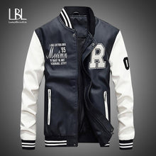 Load image into Gallery viewer, New Men Leather Jacket 2020 Brand Embroidery Baseball PU Jackets Male Casual Luxury Winter Warm Fleece Pilot Bomber Jacket Coat