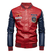 Load image into Gallery viewer, New Men Leather Jacket 2020 Brand Embroidery Baseball PU Jackets Male Casual Luxury Winter Warm Fleece Pilot Bomber Jacket Coat