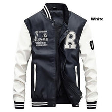 Load image into Gallery viewer, New Men Leather Jacket 2020 Brand Embroidery Baseball PU Jackets Male Casual Luxury Winter Warm Fleece Pilot Bomber Jacket Coat