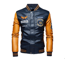 Load image into Gallery viewer, New Men Leather Jacket 2020 Brand Embroidery Baseball PU Jackets Male Casual Luxury Winter Warm Fleece Pilot Bomber Jacket Coat