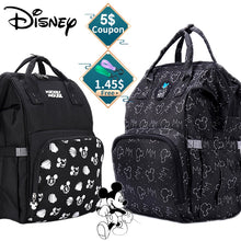 Load image into Gallery viewer, Disney Mickey USB Diaper Bag Organizer Baby Bag Backpack Nappy Bag Large Capacity Mommy Bag For Stroller Black New Design 2020