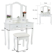 Load image into Gallery viewer, Europe And America Dressers for Bedroom Makeup Furniture With 3 Mirrors 4 Drawers Stool Bedroom Sets Dressing Vanity Table HWC