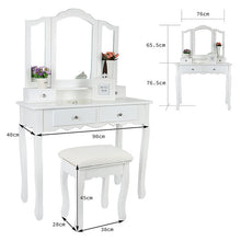 Load image into Gallery viewer, Europe And America Dressers for Bedroom Makeup Furniture With 3 Mirrors 4 Drawers Stool Bedroom Sets Dressing Vanity Table HWC