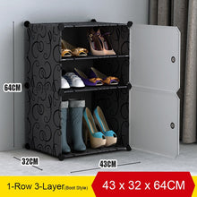 Load image into Gallery viewer, Multi-cube Shoe Cabinet Modular Home DIY Storage Organizer Bedroom Wordrobe Closet Plastic Shoe Rack with Umbrella Hanger