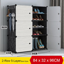 Load image into Gallery viewer, Multi-cube Shoe Cabinet Modular Home DIY Storage Organizer Bedroom Wordrobe Closet Plastic Shoe Rack with Umbrella Hanger