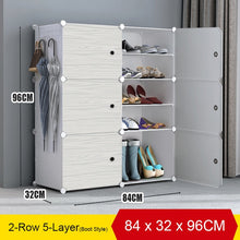 Load image into Gallery viewer, Multi-cube Shoe Cabinet Modular Home DIY Storage Organizer Bedroom Wordrobe Closet Plastic Shoe Rack with Umbrella Hanger
