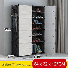 Load image into Gallery viewer, Multi-cube Shoe Cabinet Modular Home DIY Storage Organizer Bedroom Wordrobe Closet Plastic Shoe Rack with Umbrella Hanger