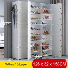 Load image into Gallery viewer, Multi-cube Shoe Cabinet Modular Home DIY Storage Organizer Bedroom Wordrobe Closet Plastic Shoe Rack with Umbrella Hanger