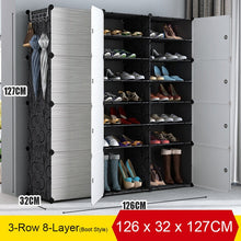 Load image into Gallery viewer, Multi-cube Shoe Cabinet Modular Home DIY Storage Organizer Bedroom Wordrobe Closet Plastic Shoe Rack with Umbrella Hanger