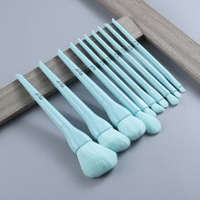 Load image into Gallery viewer, FLD 10pcs Natural Hair Colorful Makeup Brushes Professional Foundation Powder Blush Eyeshadow Eyebrow Kabuki Blending Brush Set