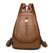 Load image into Gallery viewer, Women Leather Backpacks Zipper Female Chest Bag Sac a Dos Travel Back Pack Ladies Bagpack Mochilas School Bags For Teenage Girls