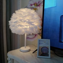 Load image into Gallery viewer, Beside Table Lamp Elegant Feather Lamp Beside Lamp Nightstand Lights Bedroom Living Room Wedding Birthday Desk Lamp E27 EU Plug
