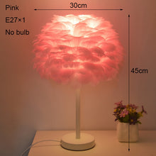 Load image into Gallery viewer, Beside Table Lamp Elegant Feather Lamp Beside Lamp Nightstand Lights Bedroom Living Room Wedding Birthday Desk Lamp E27 EU Plug