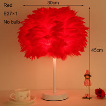 Load image into Gallery viewer, Beside Table Lamp Elegant Feather Lamp Beside Lamp Nightstand Lights Bedroom Living Room Wedding Birthday Desk Lamp E27 EU Plug
