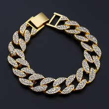 Load image into Gallery viewer, Hip Hop Men Bracelets Bling Iced Out Crystal Miami Chain Gold Silver Color Men Watch + Bracelet Set Luxury Hip Hop 2020 New
