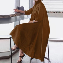 Load image into Gallery viewer, VONDA White Dress Women Sexy Turn-down Collar Asymmetrical Party Dress Office Ladies Sundress Casual Vestido Robe