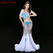 Load image into Gallery viewer, Bellydance Clothes Mermaid Sexy Long Dress Sequin Womens Oriental Belly Dance Costumes for Sale Dancing Outfits Bra+skirt Suit