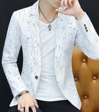 Load image into Gallery viewer, HOO 2021Men 's casual collar collar blazers youth handsome trend Slim print blazers 5XL 6XL