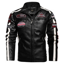 Load image into Gallery viewer, New Motorcycle Jacket For Men In Autumn/Winter 2020 Fashion Casual Leather Embroidered Aviator Jacket In Winter Velvet Pu Jacke
