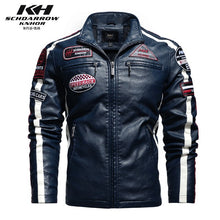 Load image into Gallery viewer, New Motorcycle Jacket For Men In Autumn/Winter 2020 Fashion Casual Leather Embroidered Aviator Jacket In Winter Velvet Pu Jacke