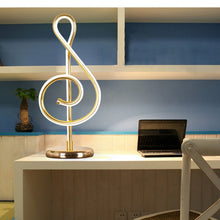 Load image into Gallery viewer, 25W Musical Note Lamp Golden Music Note Bedroom LED Desk Lamp Artistic Home Living Room Bedside Decoration Night Light EU plug