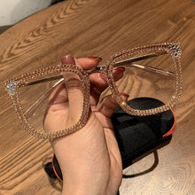 Load image into Gallery viewer, Myopia Hyperopia Women Sunglasses Vintage clear lens glasses ladies luxury rhinestone eyeglasses men optical Shades