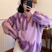 Load image into Gallery viewer, Print Knitted Sweater Women Elegant Green Striped Oversized Pullovers Women Winter Loose Long Sweaters Streetwear Sueter Mujer
