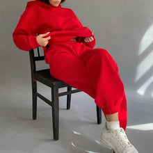 Load image into Gallery viewer, Women Elegant Solid Sets For Women Warm Hoodie Sweatshirts And Long Pant Fashion Two Piece Sets Ladies