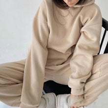 Load image into Gallery viewer, Women Elegant Solid Sets For Women Warm Hoodie Sweatshirts And Long Pant Fashion Two Piece Sets Ladies