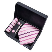 Load image into Gallery viewer, Gold Men Tie Paisley Silk Tie Pocket Square Gift Box Set Barry.Wang Luxury Designer Neck Tie For Men Male Gravat BB-5150