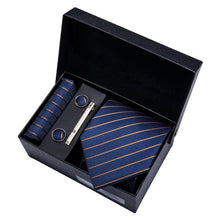 Load image into Gallery viewer, Gold Men Tie Paisley Silk Tie Pocket Square Gift Box Set Barry.Wang Luxury Designer Neck Tie For Men Male Gravat BB-5150