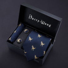 Load image into Gallery viewer, Gold Men Tie Paisley Silk Tie Pocket Square Gift Box Set Barry.Wang Luxury Designer Neck Tie For Men Male Gravat BB-5150