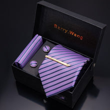 Load image into Gallery viewer, Gold Men Tie Paisley Silk Tie Pocket Square Gift Box Set Barry.Wang Luxury Designer Neck Tie For Men Male Gravat BB-5150