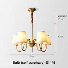 Load image into Gallery viewer, MOONSHADOW Chandelier Full Copper Living Room Lamp Simple Modern Elegant Bedroom Light Luxury Restaurant Chandelier 220V