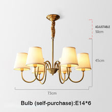 Load image into Gallery viewer, MOONSHADOW Chandelier Full Copper Living Room Lamp Simple Modern Elegant Bedroom Light Luxury Restaurant Chandelier 220V