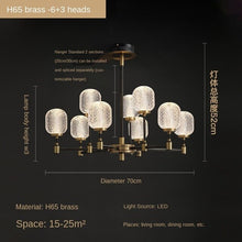 Load image into Gallery viewer, All-Copper Light Luxury Living Room Chandelier Post-Modern Simple Elegant Home Dining-Room Lamp High-End Nordic Lamps