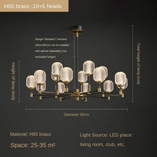 Load image into Gallery viewer, All-Copper Light Luxury Living Room Chandelier Post-Modern Simple Elegant Home Dining-Room Lamp High-End Nordic Lamps