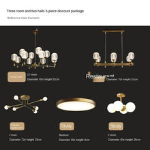Load image into Gallery viewer, All-Copper Light Luxury Living Room Chandelier Post-Modern Simple Elegant Home Dining-Room Lamp High-End Nordic Lamps