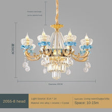 Load image into Gallery viewer, Style Living Room Chandelier Blue Ceramic Crystal Lamp Living Room Villa Chandelier Light Luxury Elegant Hotel Restaurant
