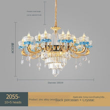 Load image into Gallery viewer, Style Living Room Chandelier Blue Ceramic Crystal Lamp Living Room Villa Chandelier Light Luxury Elegant Hotel Restaurant