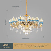 Load image into Gallery viewer, Style Living Room Chandelier Blue Ceramic Crystal Lamp Living Room Villa Chandelier Light Luxury Elegant Hotel Restaurant
